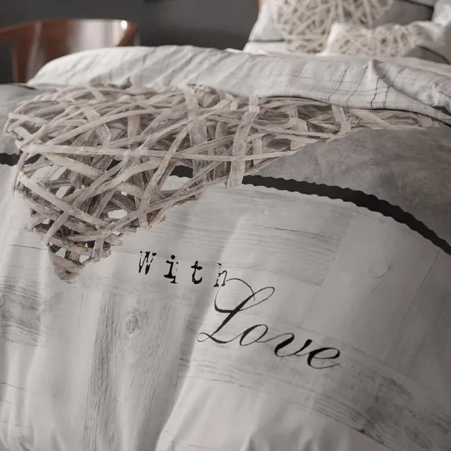 Microvezel dekbedovertrek Home is Heart - Wit