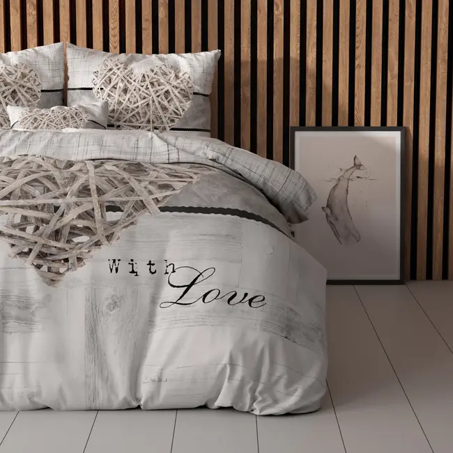 Microvezel dekbedovertrek Home is Heart - Wit