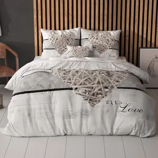 Sleeptime Microvezel dekbedovertrek Home is Heart - Wit