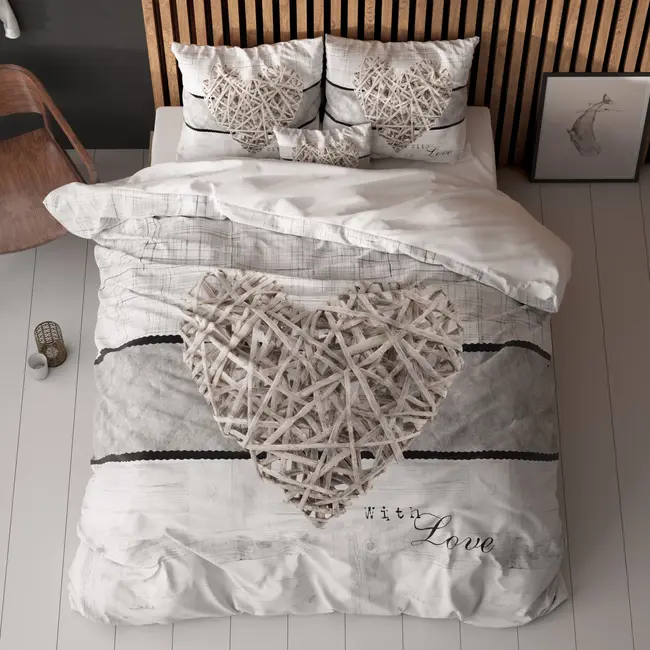 Microvezel dekbedovertrek Home is Heart - Wit