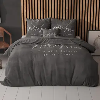 Sleeptime Microvezel dekbedovertrek Mr & Mrs Heart - Antraciet