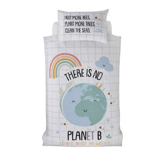 Purest Home Polykatoen dekbedovertrek No Planet B - eenpersoons