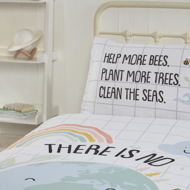 Polykatoen dekbedovertrek No Planet B - 1-persoons (135x200 + 50x75cm)