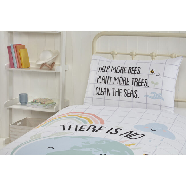 Polykatoen dekbedovertrek No Planet B - 1-persoons (135x200 + 50x75cm)