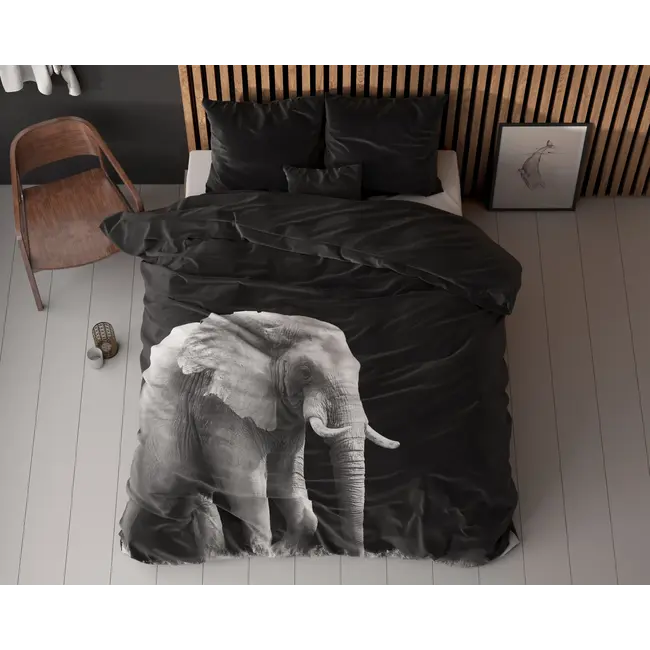 Microvezel dekbedovertrek Elephant - Zwart