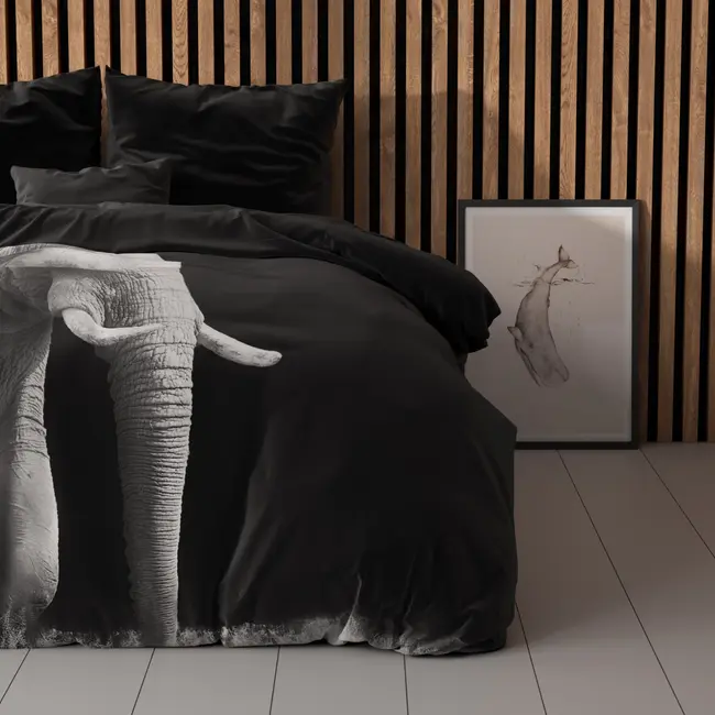 Microvezel dekbedovertrek Elephant - Zwart