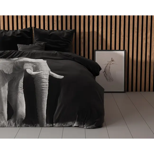 Microvezel dekbedovertrek Elephant - Zwart