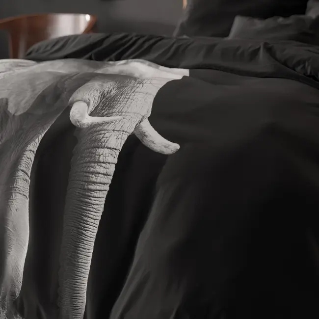 Microvezel dekbedovertrek Elephant - Zwart