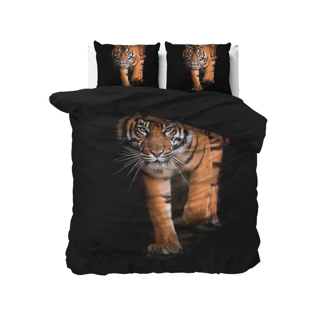 Microvezel dekbedovertrek Tiger Icon - Zwart