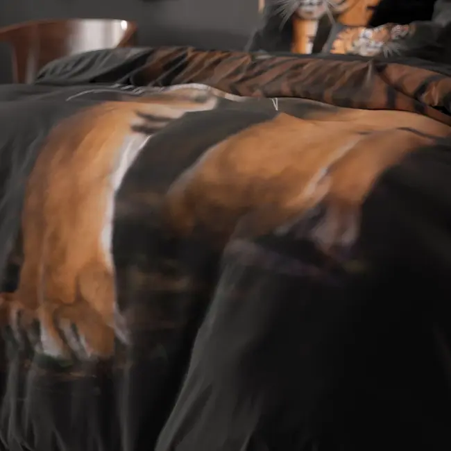 Microvezel dekbedovertrek Tiger Icon - Zwart