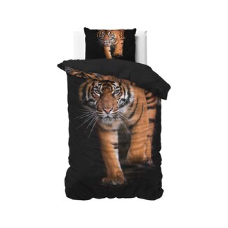 Sleeptime Microvezel dekbedovertrek Tiger Icon - Zwart