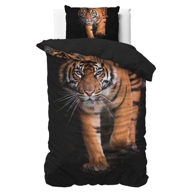 Microvezel dekbedovertrek Tiger Icon - Zwart