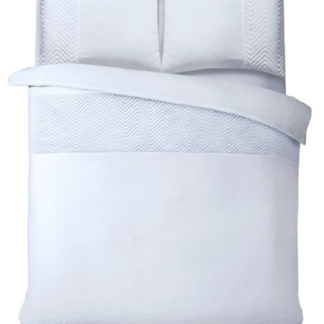Velvet dekbedovertrek - Crossline - Wit