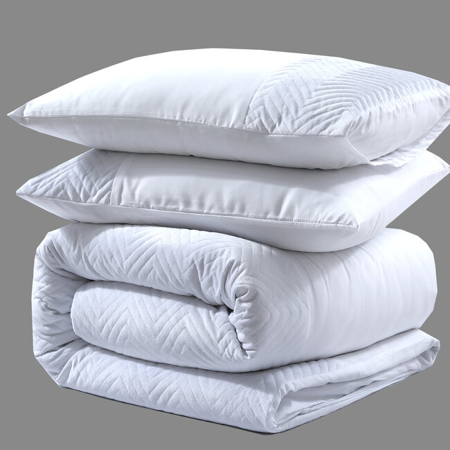 Velvet dekbedovertrek - Crossline - Wit