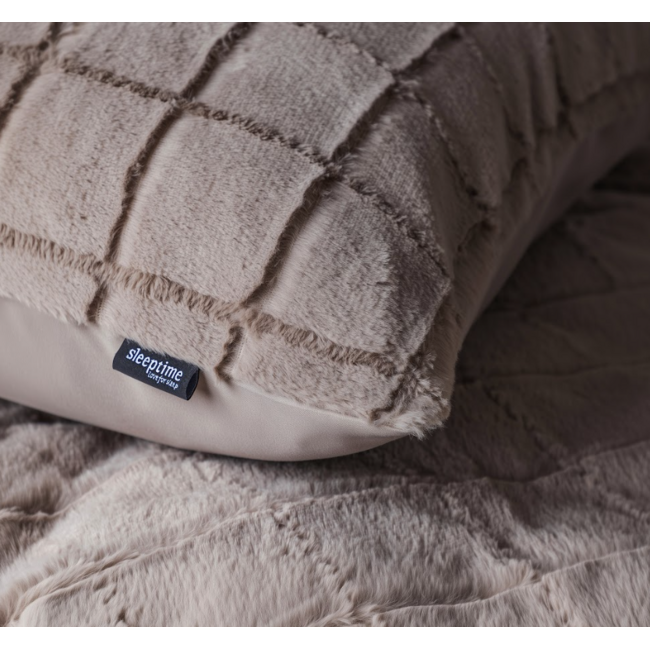 Faux fur dekbedovertrek Check - onderkant microvezel - Taupe