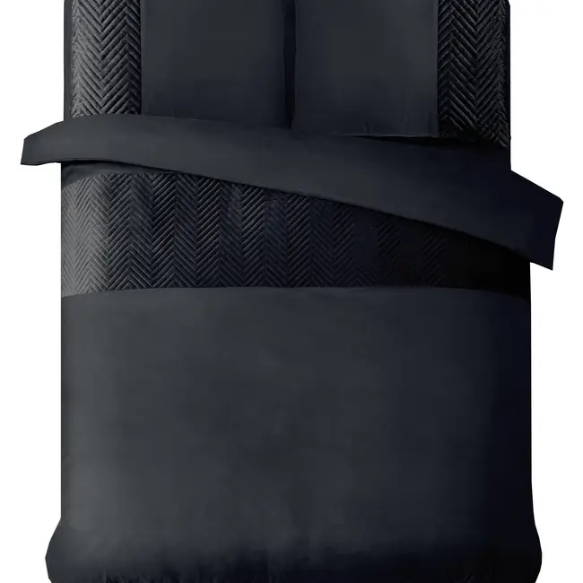 Velvet dekbedovertrek - Crossline - Zwart
