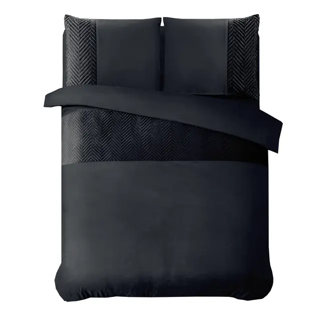 Velvet dekbedovertrek - Crossline - Zwart