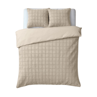 Sleeptime Faux fur dekbedovertrek Check - onderkant microvezel - Beige