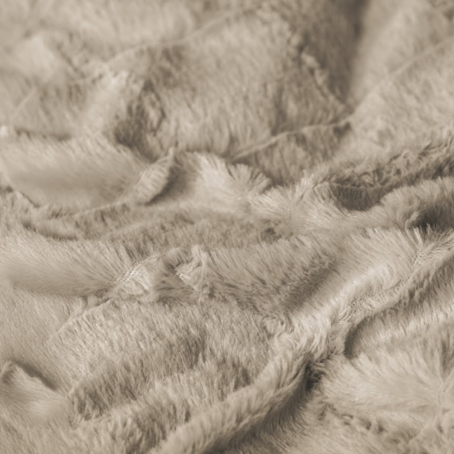 Faux fur dekbedovertrek Check - onderkant microvezel - Beige