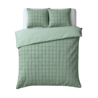 Sleeptime Faux fur dekbedovertrek Check - onderkant microvezel - Groen