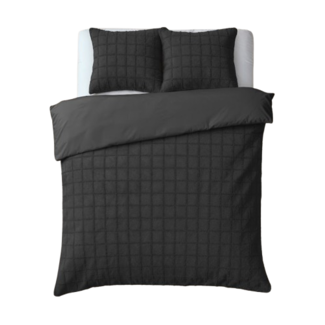 Sleeptime Faux fur dekbedovertrek Check - onderkant microvezel - Zwart