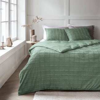 Sleeptime Faux fur dekbedovertrek Check - onderkant microvezel - Groen