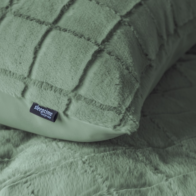 Faux fur dekbedovertrek Check - onderkant microvezel - Groen