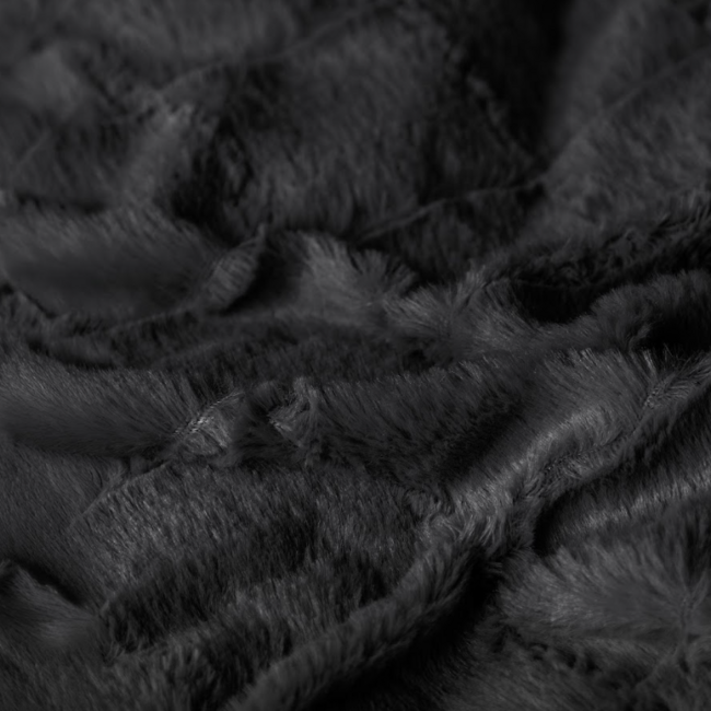 Faux fur dekbedovertrek Check - onderkant microvezel - Zwart