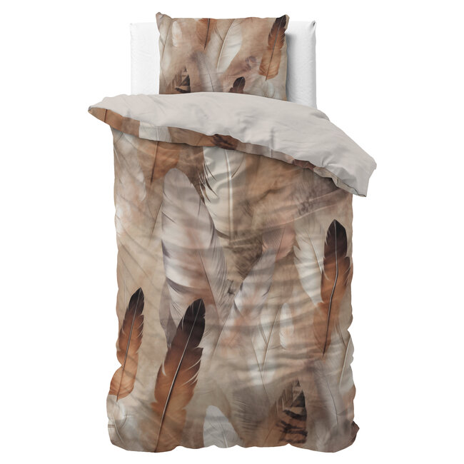 Katoen satijn dekbedovertrek Feathura - Taupe