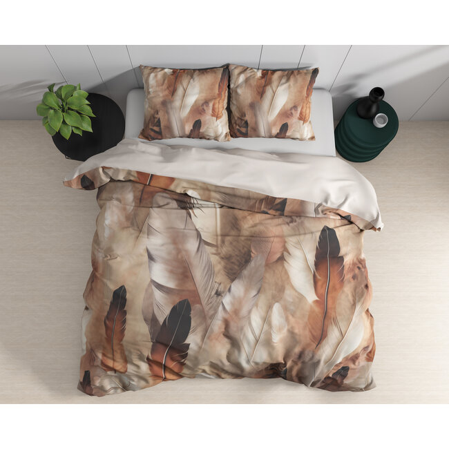 Katoen satijn dekbedovertrek Feathura - Taupe