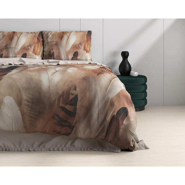 Katoen satijn dekbedovertrek Feathura - Taupe