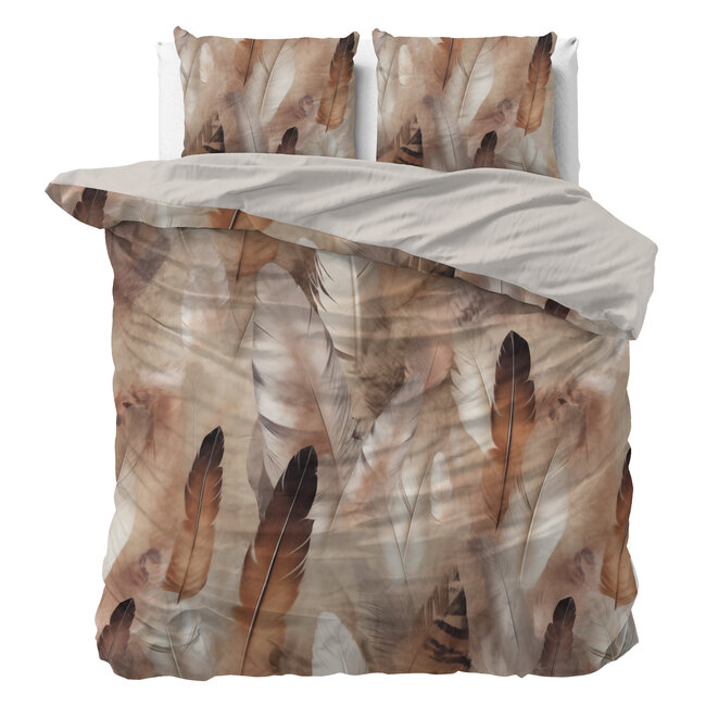 Katoen satijn dekbedovertrek Feathura - Taupe