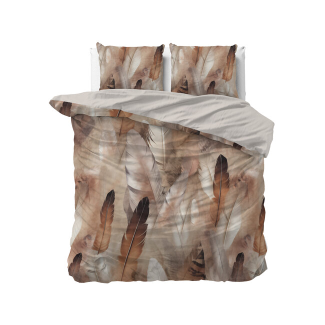 Katoen satijn dekbedovertrek Feathura - Taupe