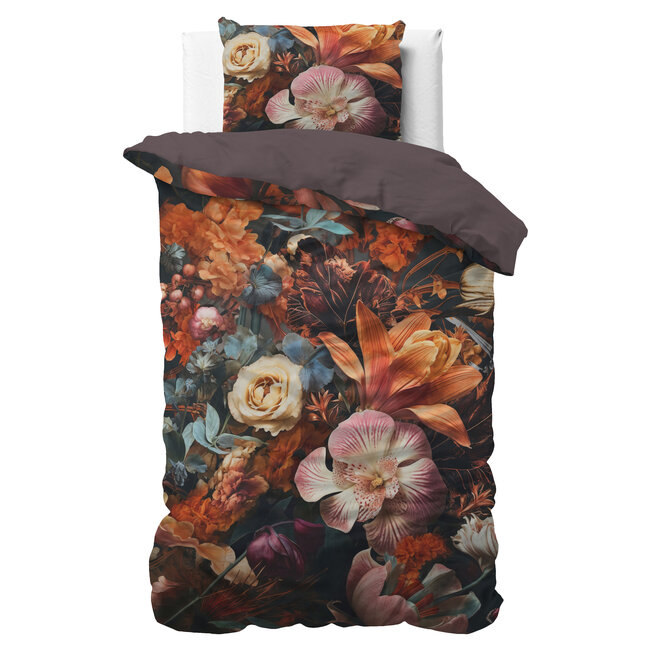 Katoensatijn dekbedovertrek Flower Artistic - Multi