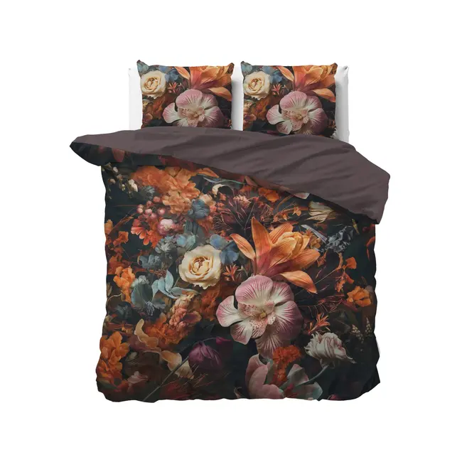 Katoensatijn dekbedovertrek Flower Artistic - Multi