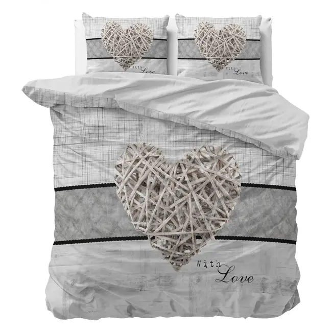 Microvezel dekbedovertrek Home is Heart - Wit