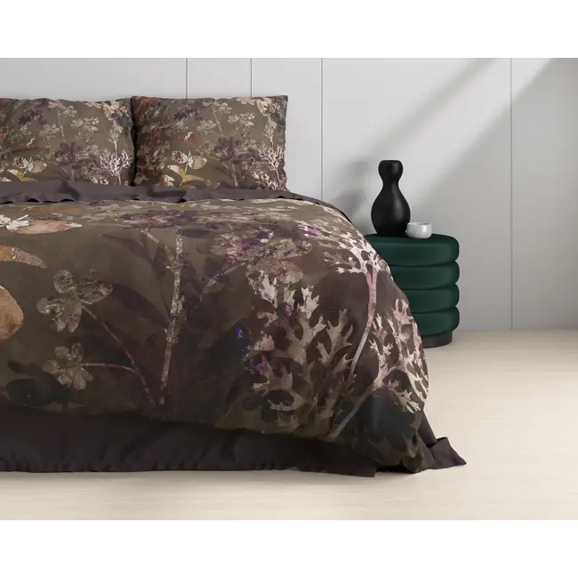 Katoensatijn dekbedovertrek Vivian - Groen