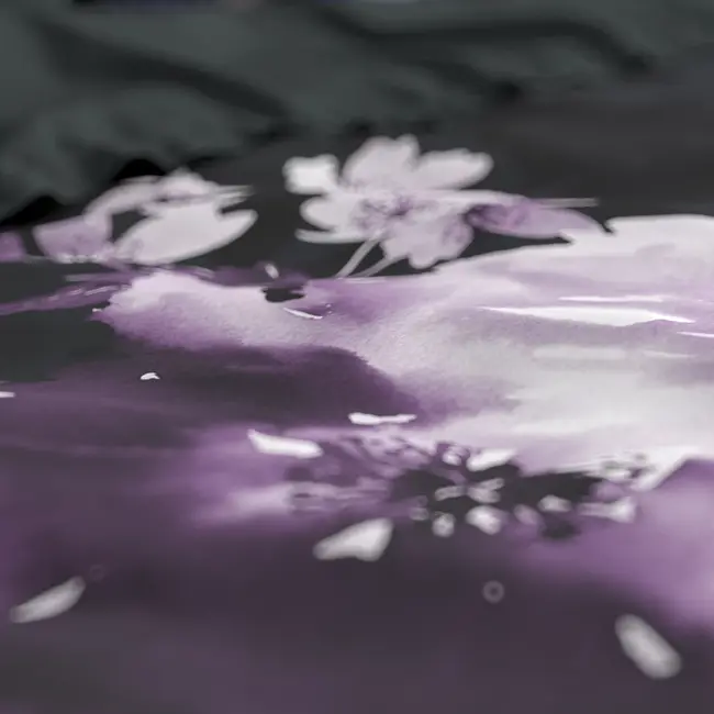 Katoen satijn dekbedovertrek Delora - Zwart