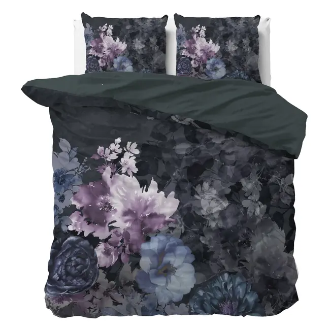 Katoen satijn dekbedovertrek Delora - Zwart