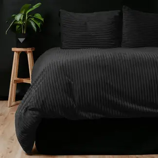 Sleeptime Teddy Dekbedovertrek Rib Fleece  - Zwart - onderkant microvezel