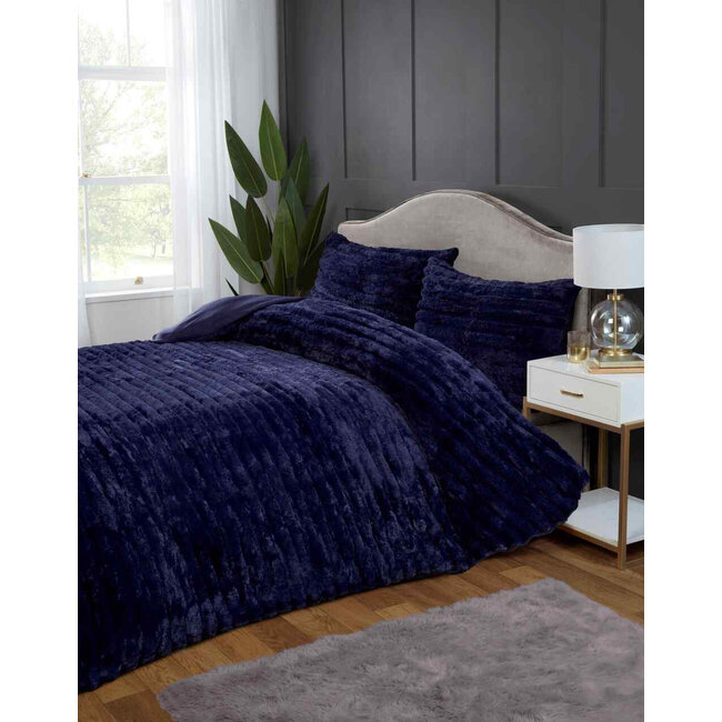 Rabbit Faux Fur dekbedovertrek - Navy blauw