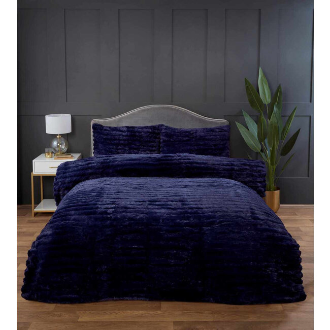 Rabbit Faux Fur dekbedovertrek - Navy blauw