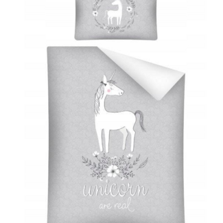 Mayamoo Ledikant dekbedovertrek Unicorn - grijs - bamboe/katoen