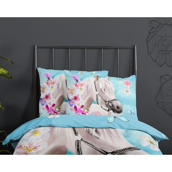 Katoen kinderdekbedovertrek paard My Beauty -  140x220 + 60x70 cm