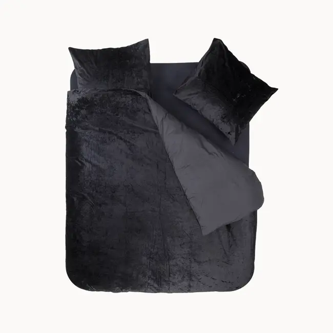 Velvet dekbedovertrek crystal - Zwart