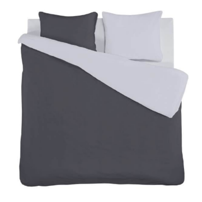 Katoen dekbedovertrek double face - zwart - grijs