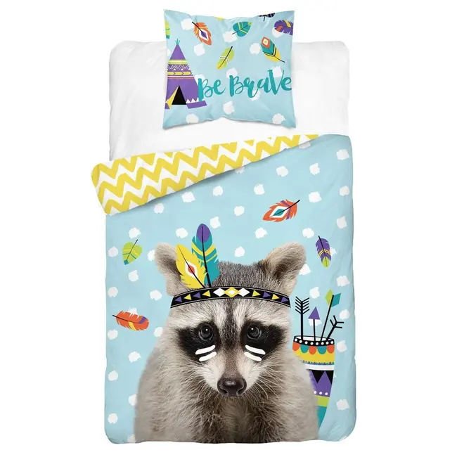Kinderdekbedovertrek Racoon - katoen - 160x200 + 70x80 cm