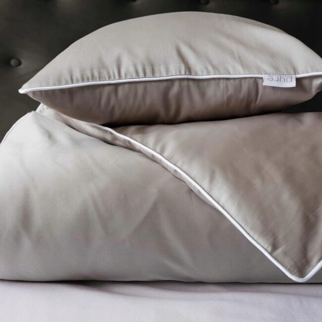 Katoen satijn dekbedovertrek uni - beige  - 140x200 + 70x80 cm