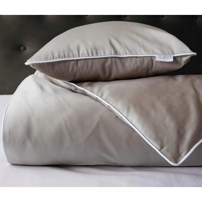 Katoen satijn dekbedovertrek uni - beige  - 140x200 + 70x80 cm