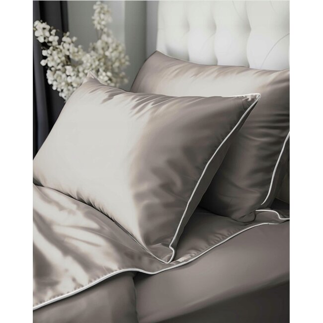 Katoen satijn dekbedovertrek uni - beige  - 140x200 + 70x80 cm